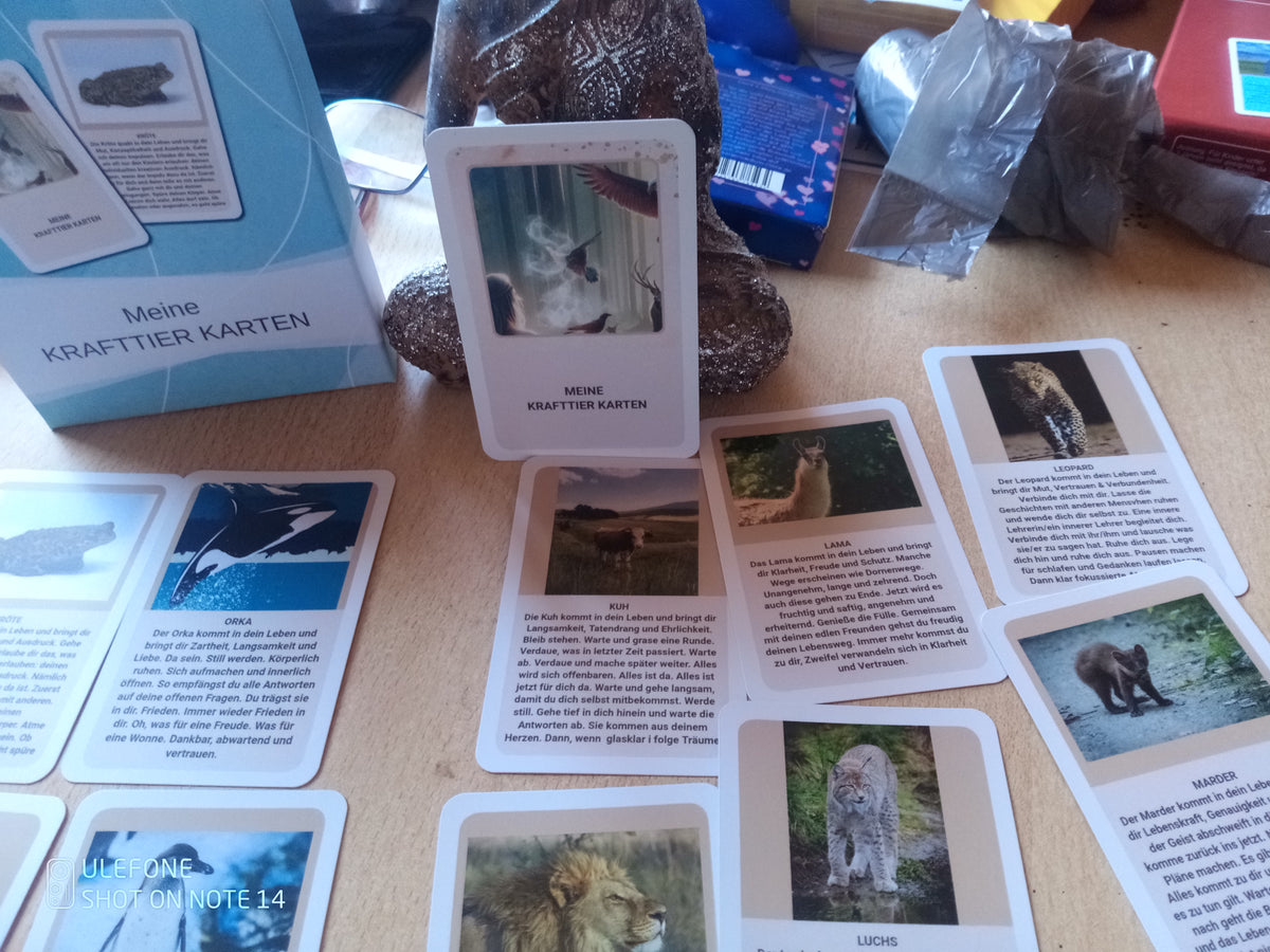 Krafttier Kartendeck "Wegweiser der Krafttiere " - 54 Karten, spirituelle Orakelkarten  , Aufrichtung, Konzeptfreiheit, Zu-dir-stehen K-Sp